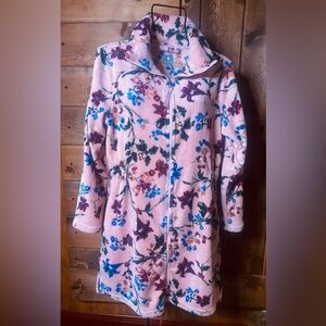 Sesorie Super Soft Fleece Double Zipper Jacket/Robe Size Medium 3/4 length